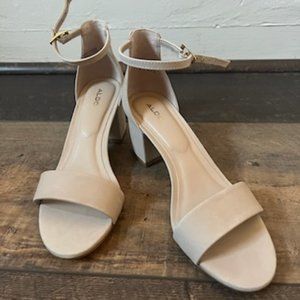 Aldo Villarosa nubuck block-heel strappy sandals - blush - size 6